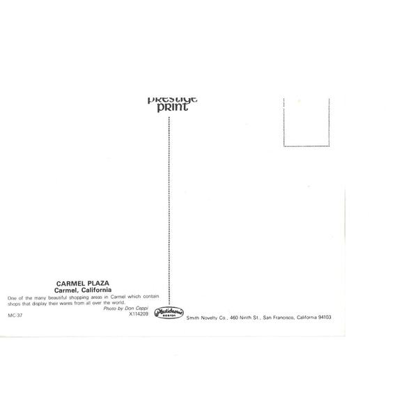 Carmel Plaza Carmel California Postcard Unposted - Picture 2 of 2